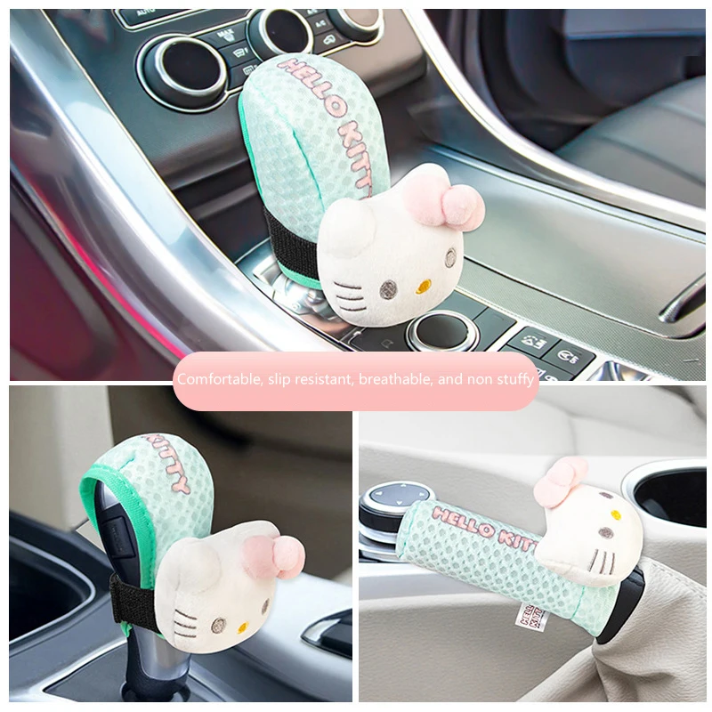 Hello Kitty Cartoon Car Gear Handle Cover Gear Lever Protective Cover Manual Automatic Gear Cover Universal Set