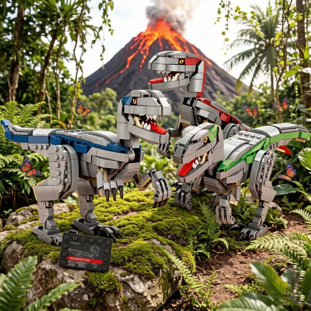 

Jurassic Dinosaur Park Movie Building Block Steam Model Construction Brick Velociraptor Group Educational Toys For Kids Gifts