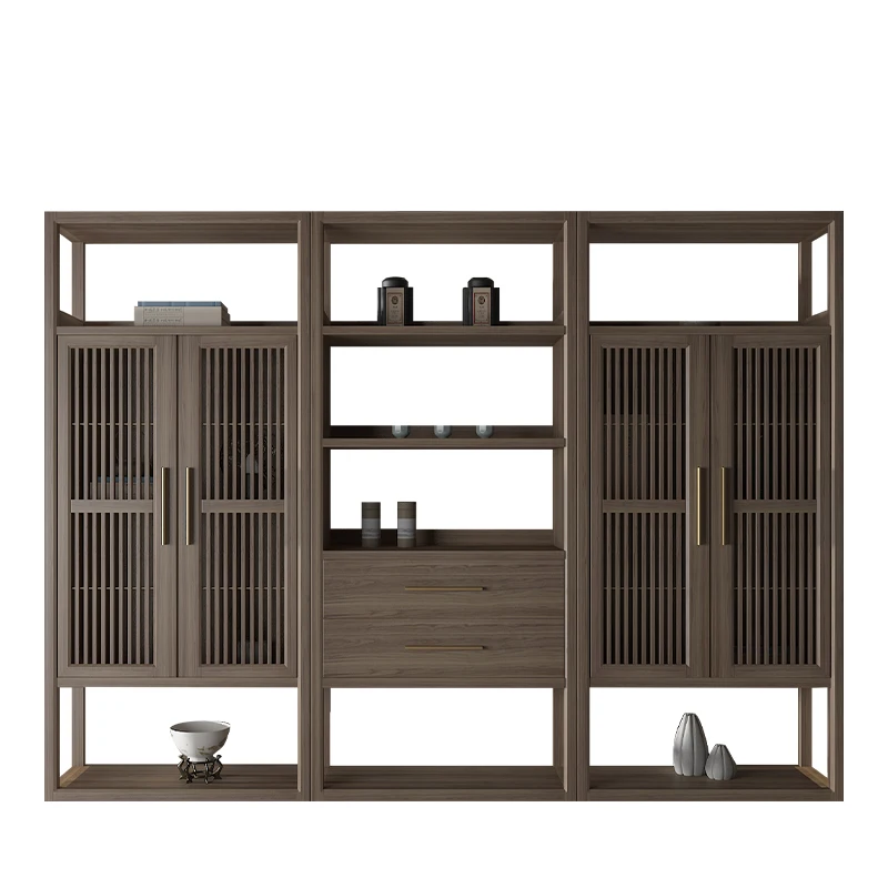 

New Chinese Bogu rack, black walnut display cabinet ornament, antique Duobao Pavilion ash wood rack