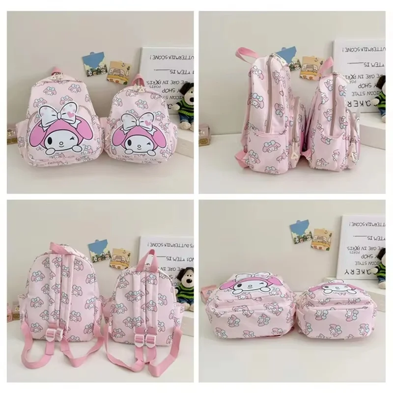 Sanrio Schoolbag Backpack Hello Kitty Kuromi Cinnamoroll Printed Oxford Cloth Kindergarten Girl Backpack School Supplies