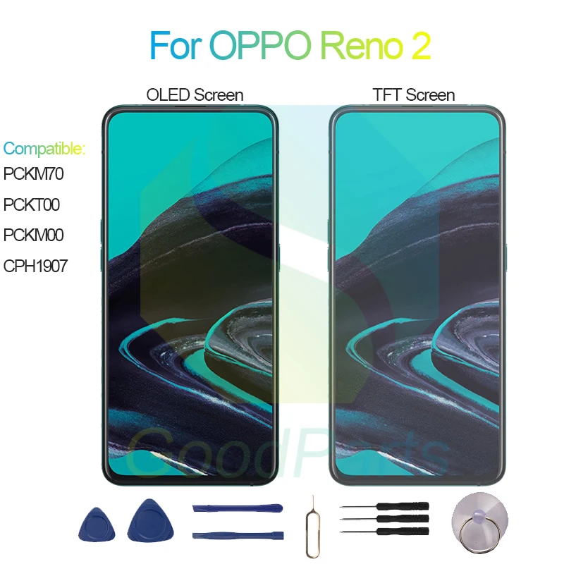 For OPPO RENO 2 Screen Display Replacement 2400*1080 PCKM70, PCKT00, PCKM00, CPH1907 RENO 2 LCD Touch Digitizer Assembly