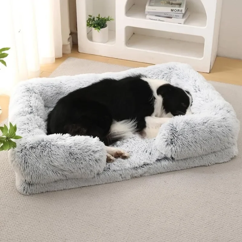 

Orthopedic Dog Beds for Large Dogs,43 x 28 inch Fluffy Large Dog Bed with Removable Washable Cover,Non-Slip Bottom