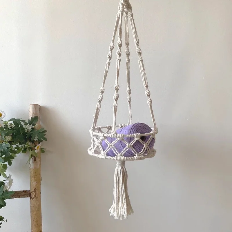 Woven Cat Hammock Tassel Swing Bed Durable Pet Basket Fun Hanging Cat Swing Suspended Cozy Nest for Cats