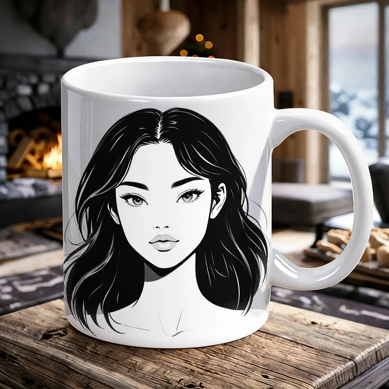 

Stylish Black and White Button Pattern - Chic Minimalist Design Mug Coffee Cup Ceramic Cup with Mother's Day print