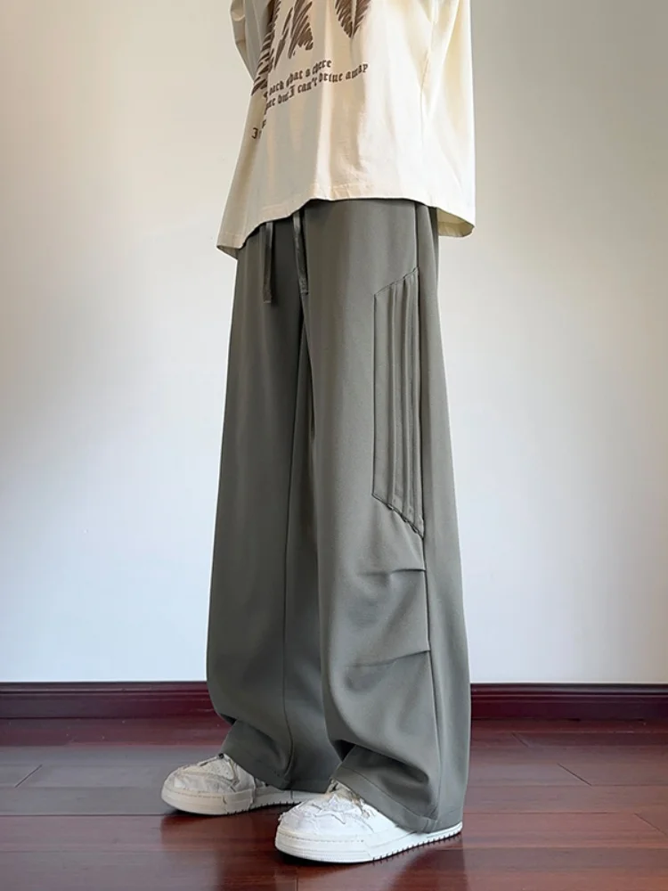 

Мужские повседневные свободные брюки прямого кроя для весны и осени, американские утепленные спортивные штаны с отворотами, широкие брюки свободного кроя