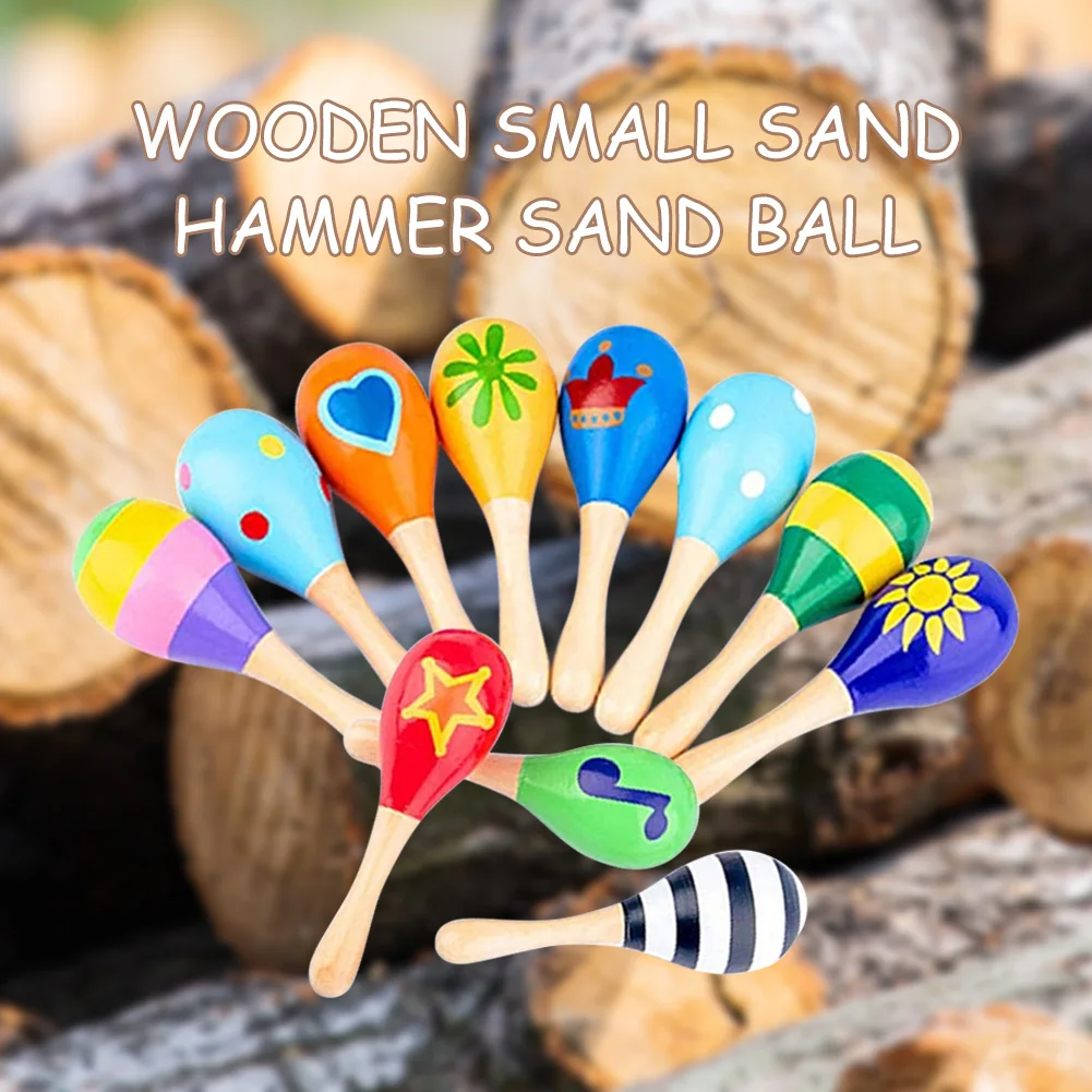 مطرقة رملية خشبية للأطفال الصغار آلة ماراكاس خشبية ملونة آلة موسيقية قرع ماراكاس الهزازات صانعي الضوضاء للأطفال الرضع الصغار #3