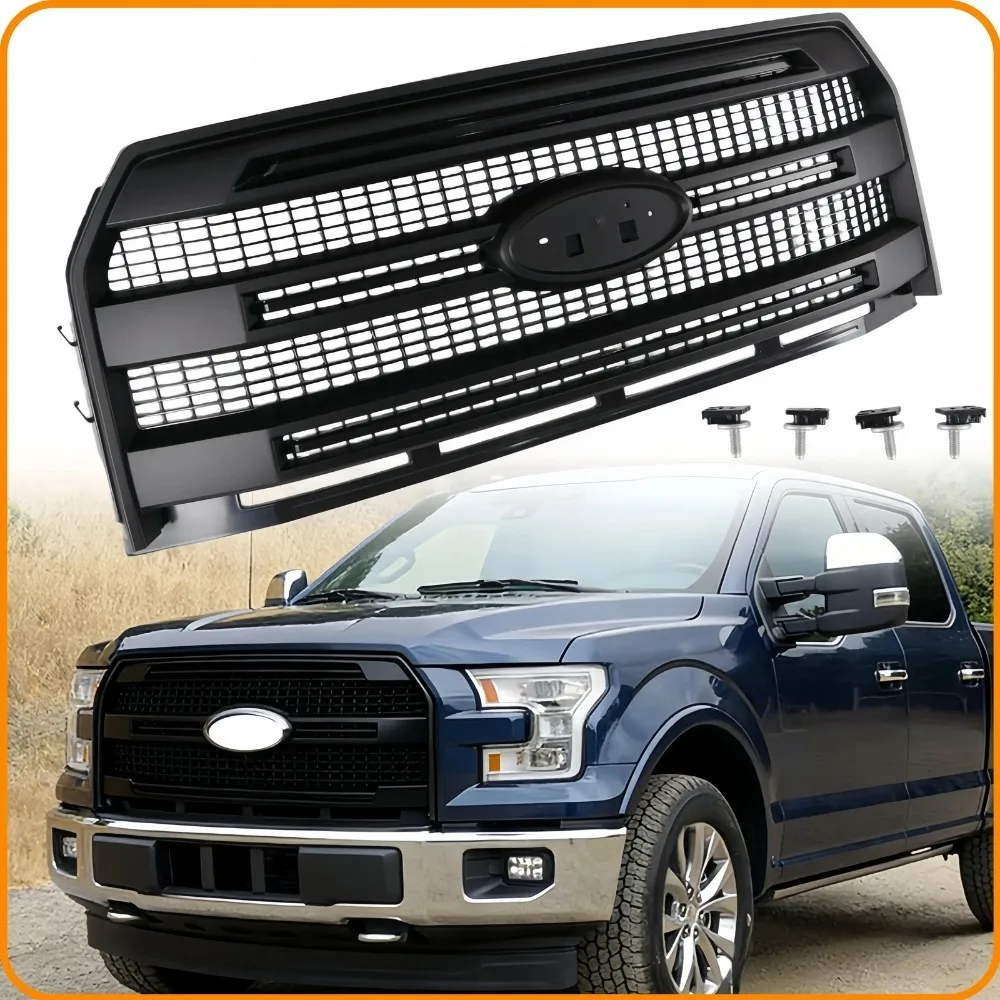 

For Ford F-150 2015 2016 2017 Front Bumper Grille W/O Camera Hole Matte Black