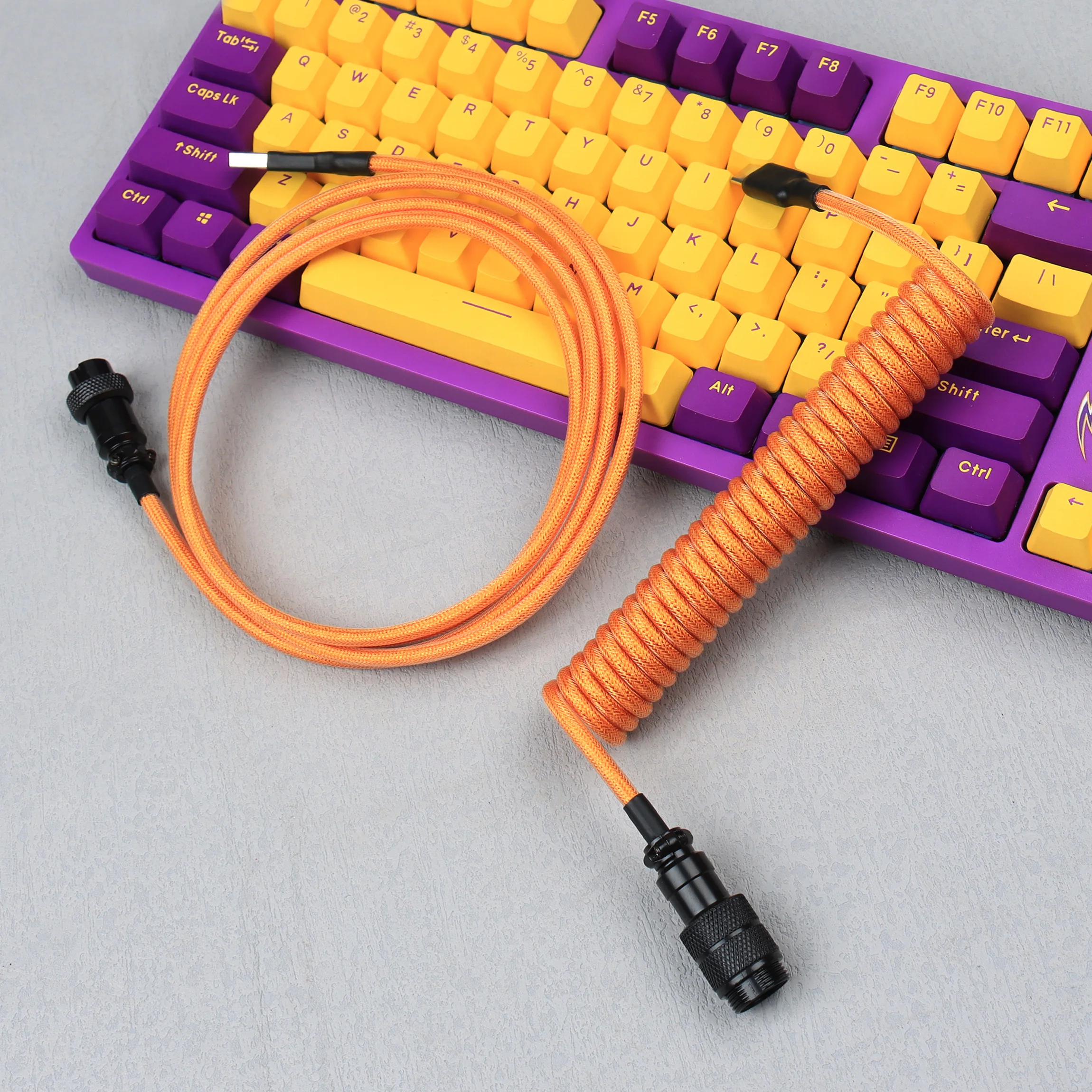 【LANO】NEUES Spiralkabel für Tastaturen, USB A auf Typ C, Doppelmantelkabel, GX16 abnehmbarer Stecker, geeignet für mechanische Gaming-Tastaturen