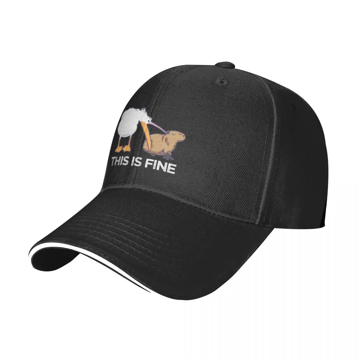 This is fine Meme funny Capybara dog Pelican Joke Baseball Cap Golf Hat Man funny hat Streetwear sun hat Men's Caps Women's