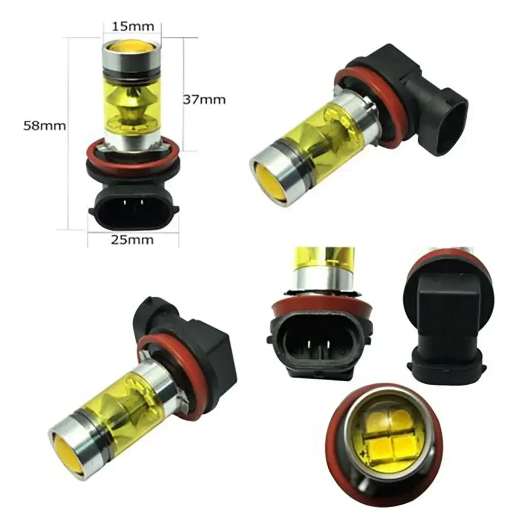 2pcs H11 H8 Led Yellow Fog Light Bulbs DC 12V-24V 4300K 1500LM Super Bright DRL Lamp Fog Driving Light Bulbs