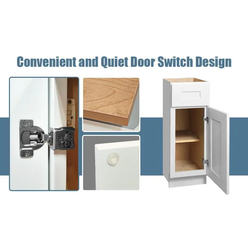 خزانة قاعدة بباب واحد من الخشب الصلب لتخزين الحمام والمطبخ مع أرفف قابلة للتعديل وجاهزة للتجميع (9 بوصات عرض ×