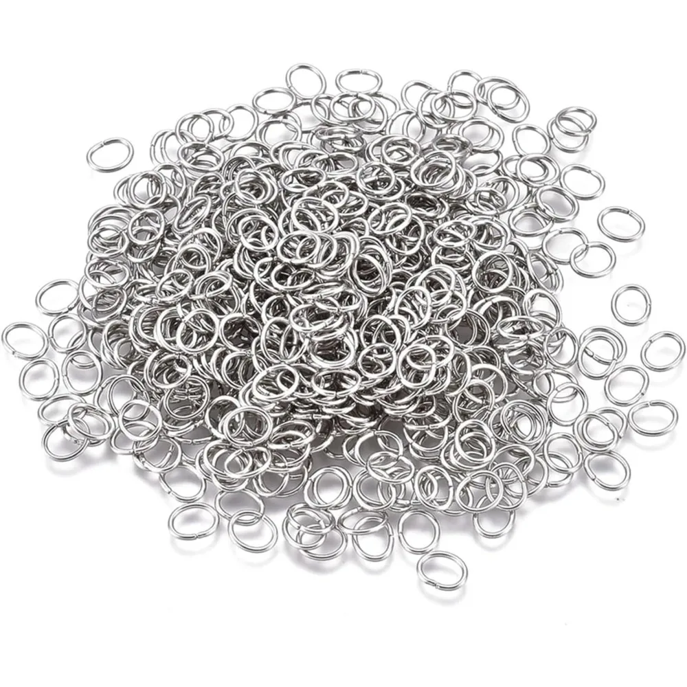

500 pc Tarnish Resistant 304 Stainless Steel Jump Rings Open Jump Rings Oval Stainless Steel Color 21 Gauge 6x5x0.7mm Inner