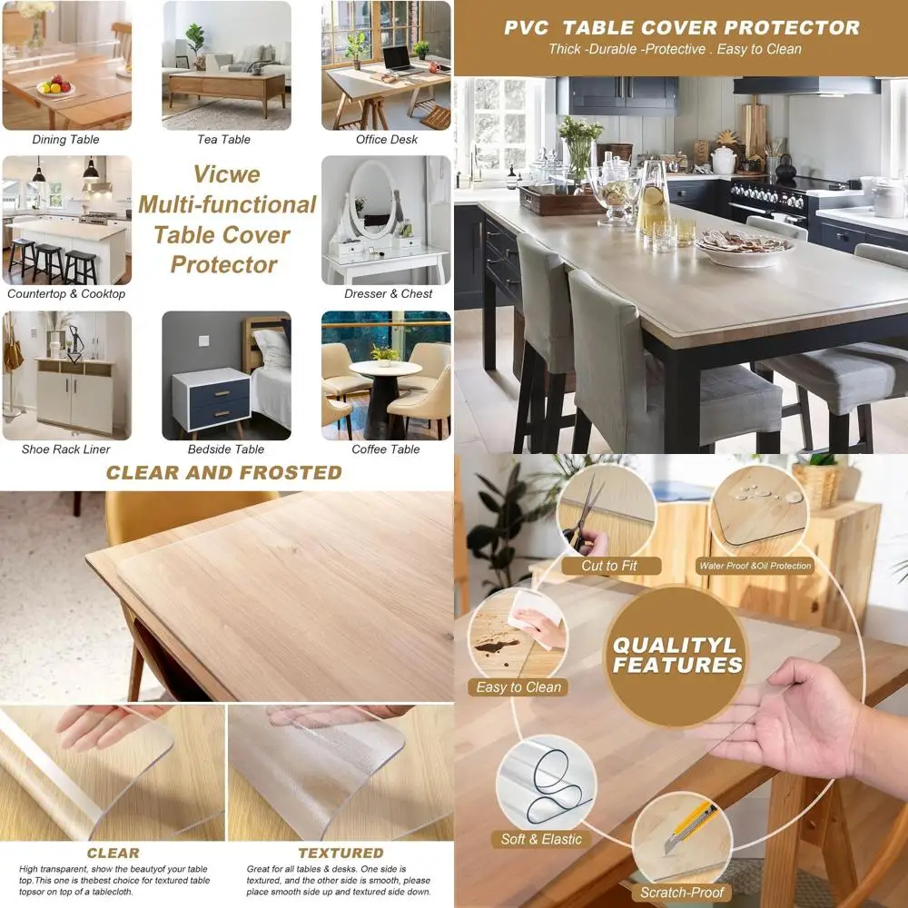 

Защитный чехол для стола 42x72 дюйма, прозрачный, толщиной 1,5 мм, односторонний, матовый, водонепроницаемый, для защиты столешницы, S