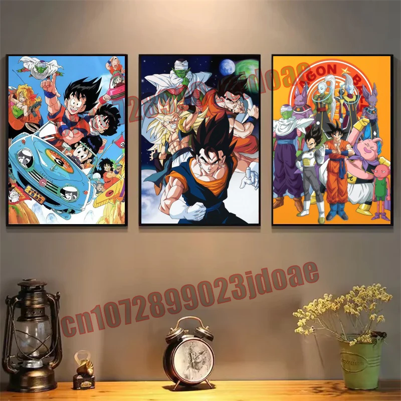

Classic Anime Dragon Ball Goku Vegeta Super Saiyan Cell Buu Piccolo Beerus Retro HD Art Poster Room Decoration Children's Gift