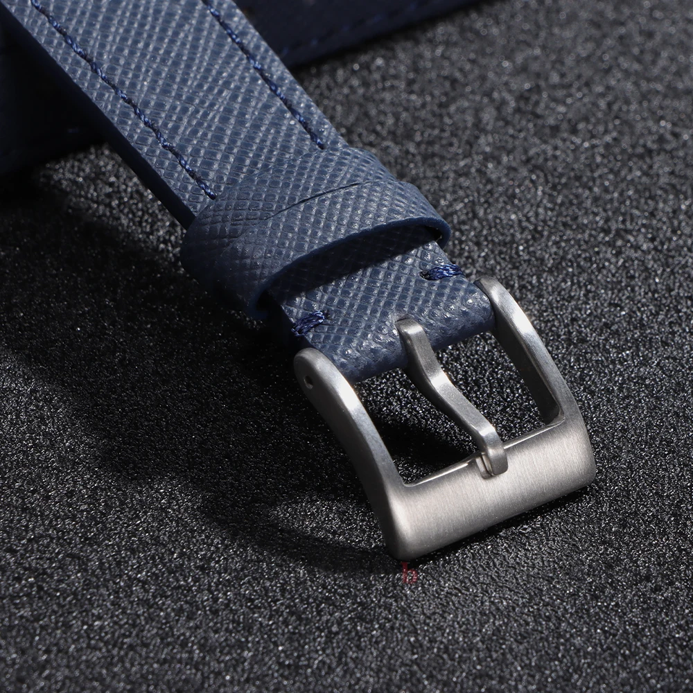 18mm 20mm 22mm Vintage Stitched Leather Watch Strap Premium Grade Quick Release Saffiano Leather Watchbands For Men Women