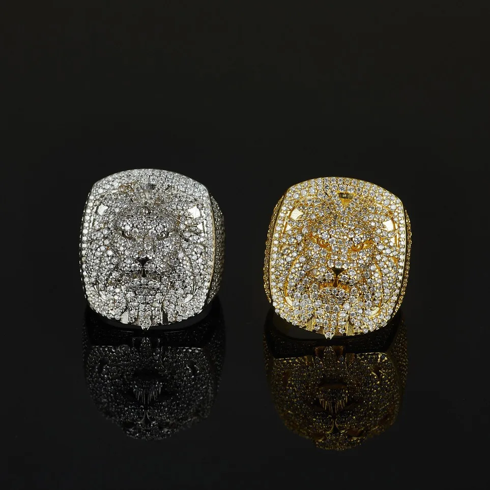 D Color Full Moissanite Diamond Rings Hip Hop Lion All Moissanite Finger Ring Luxury Fine Jewelry view 4
