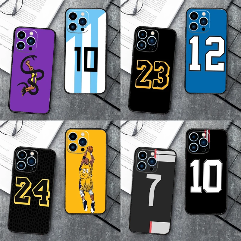 Funda de teléfono suave para iPhone, carcasa trasera de baloncesto, estrella, fútbol, número 10, 23, 16, 15, 11, 12, 13, 14 Pro Max, Mini, XS, XR, X Plus