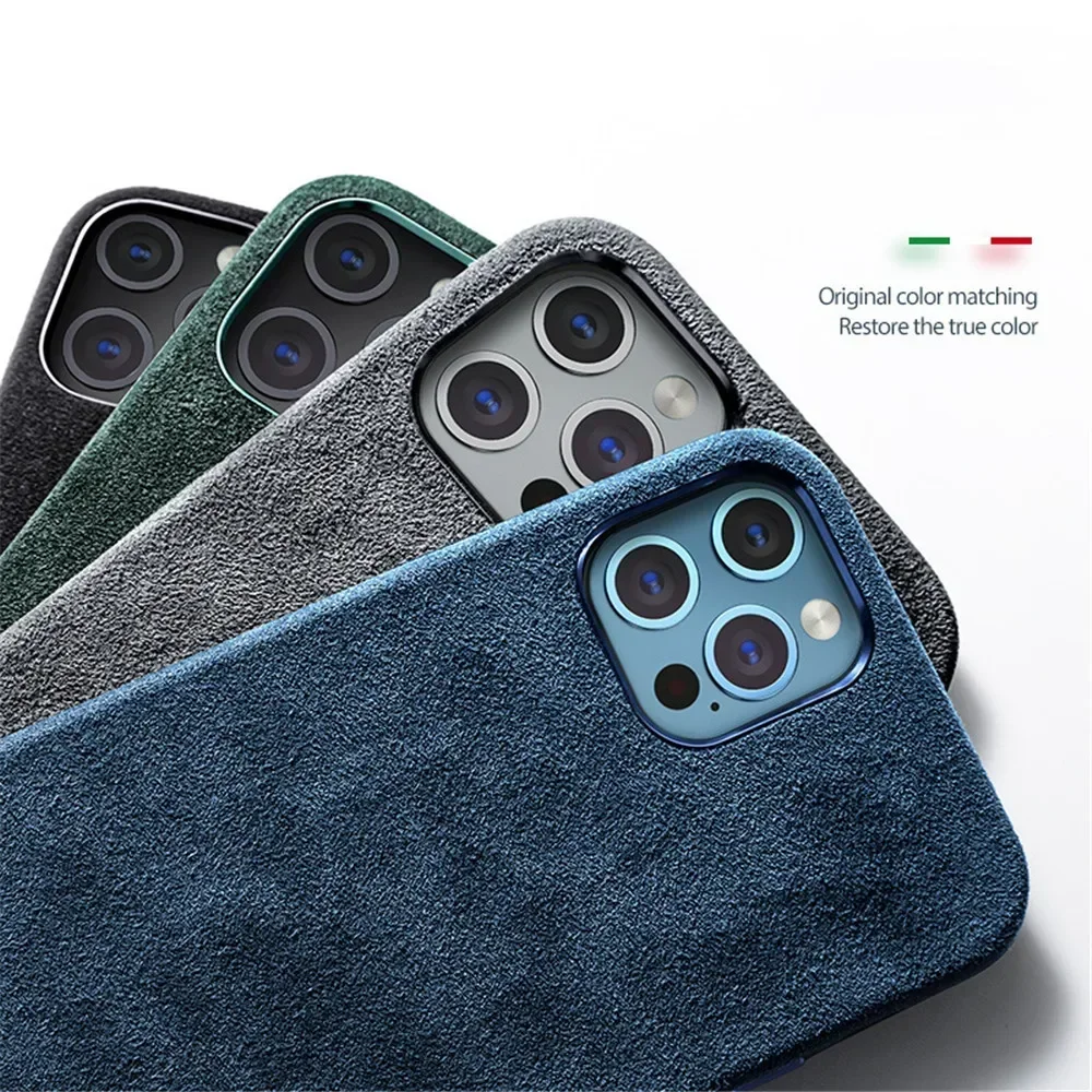 Genuine Italy Alcantara Leather Case with MagSafe for IPhone 16 15 14 Plus Pro Max 13 12 Magnetic Supercar Fur Phone Back Cover