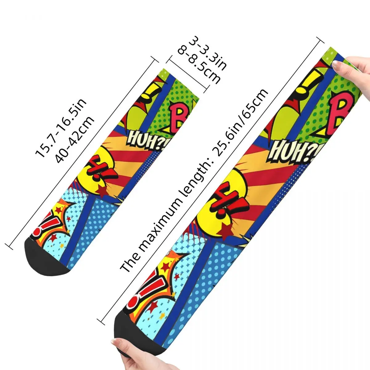 Happy Retro Colorful Comic Book Panels Crazy Men\'s Socks Unisex Street Style Seamless Printed Funny Crew Sock Boys Gift