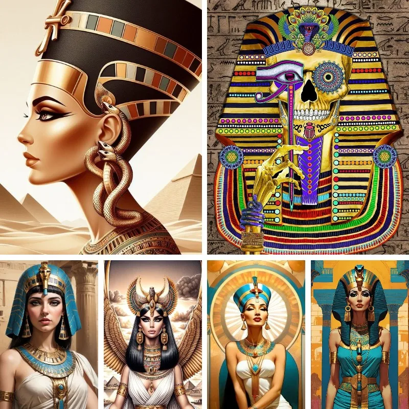 5D DIY Diamond Painting Egyptian Hieroglyphs Cleopatra Art Rhinestone Mosaic Decoration Picture Cross Stitch Kit