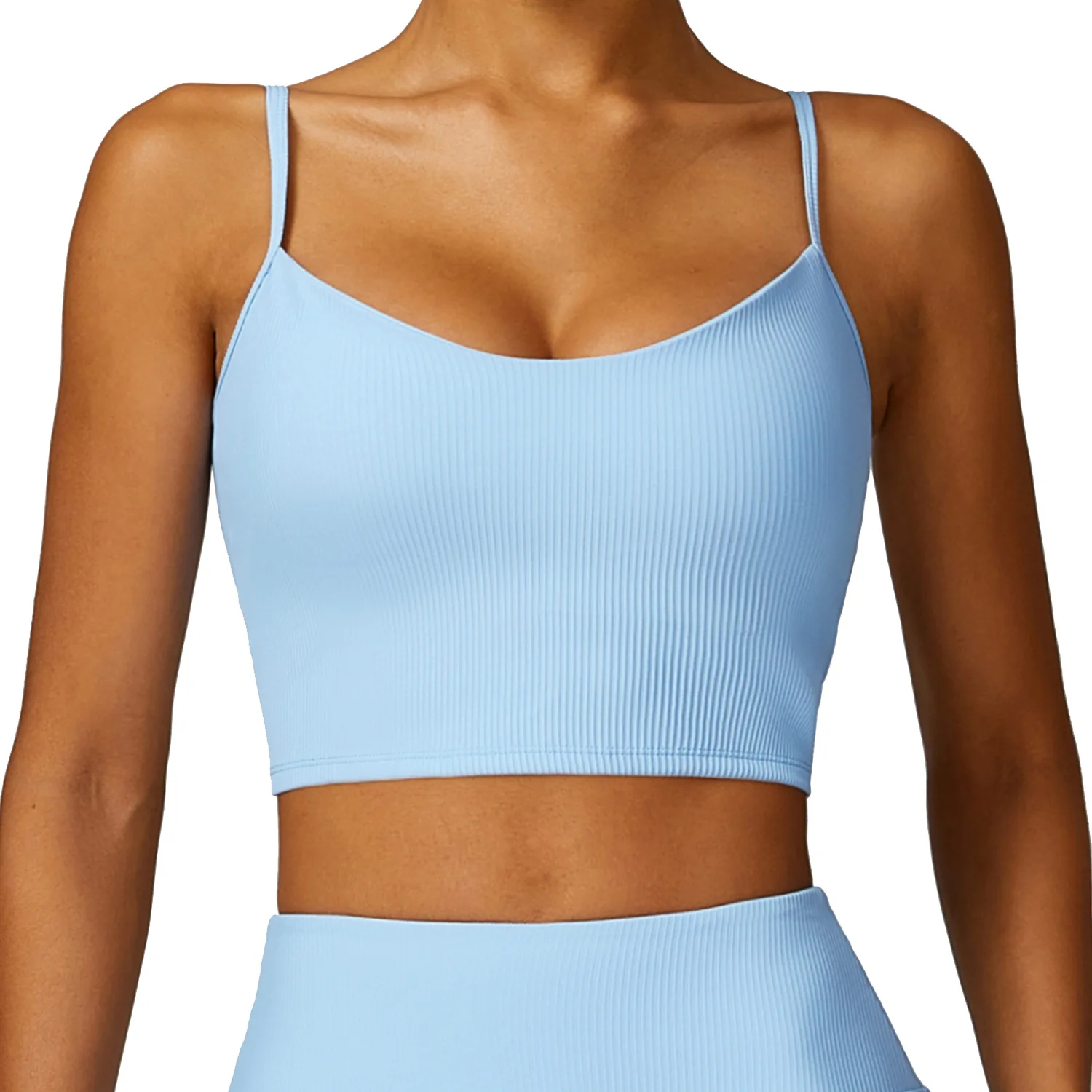 

Women’s Ribbed Seamless Sports Bra with Spaghetti Straps Comfortable and Supportive Activewear for Yoga Gym and Workout