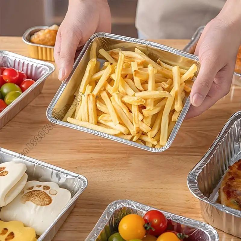 

20 Pieces Square Aluminum Foil Trays High Temperature Resistant Containers for Oven and Air Fryers Baking Accessories 4XFB