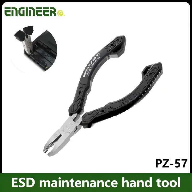 Japanese ENGINEER PZ-57 120mm Screw Removal Pliers for Diameter 2-3.5 mm Anti-Static Repair Hand Tools