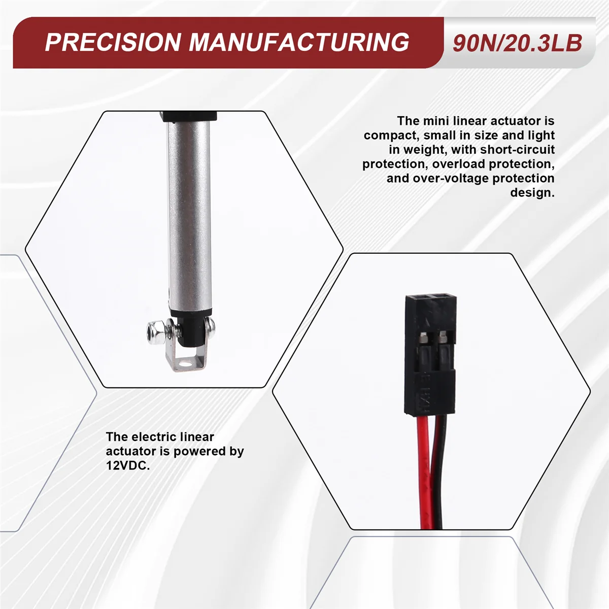 Atuador linear microtipo x55a, 1 polegada de curso, 90n/20.3lb, velocidade 9.5 mm/s mini elétrico à prova d'água ativador linear de motor