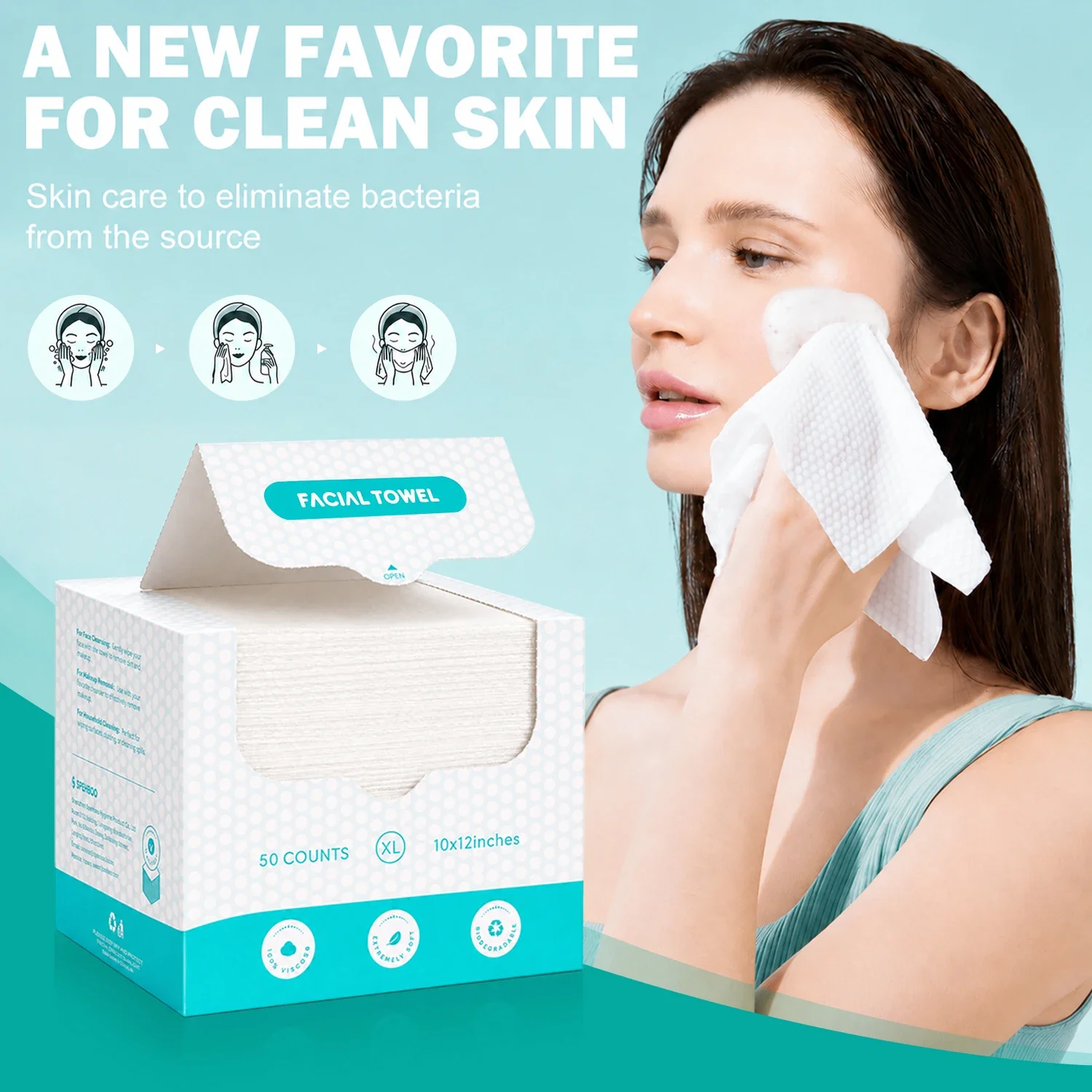 50pcs Soft Unscented Disposable Facial Cleansing Towels Multi-Purpose Thickened Makeup Remover for All Skin Types