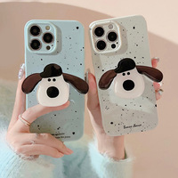 Suitable for Apple Iphone12/13/15/15/16 Cute Dog Plastic Phone Case With Bracket Cartoon Soft iphone 16pro Mobile Phone Case