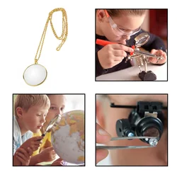 Collana decorativa con monocolo con lente d'ingrandimento 5x ciondolo con lente d'ingrandimento collana a catena placcata in argento dorato per regalo di gioielli da donna