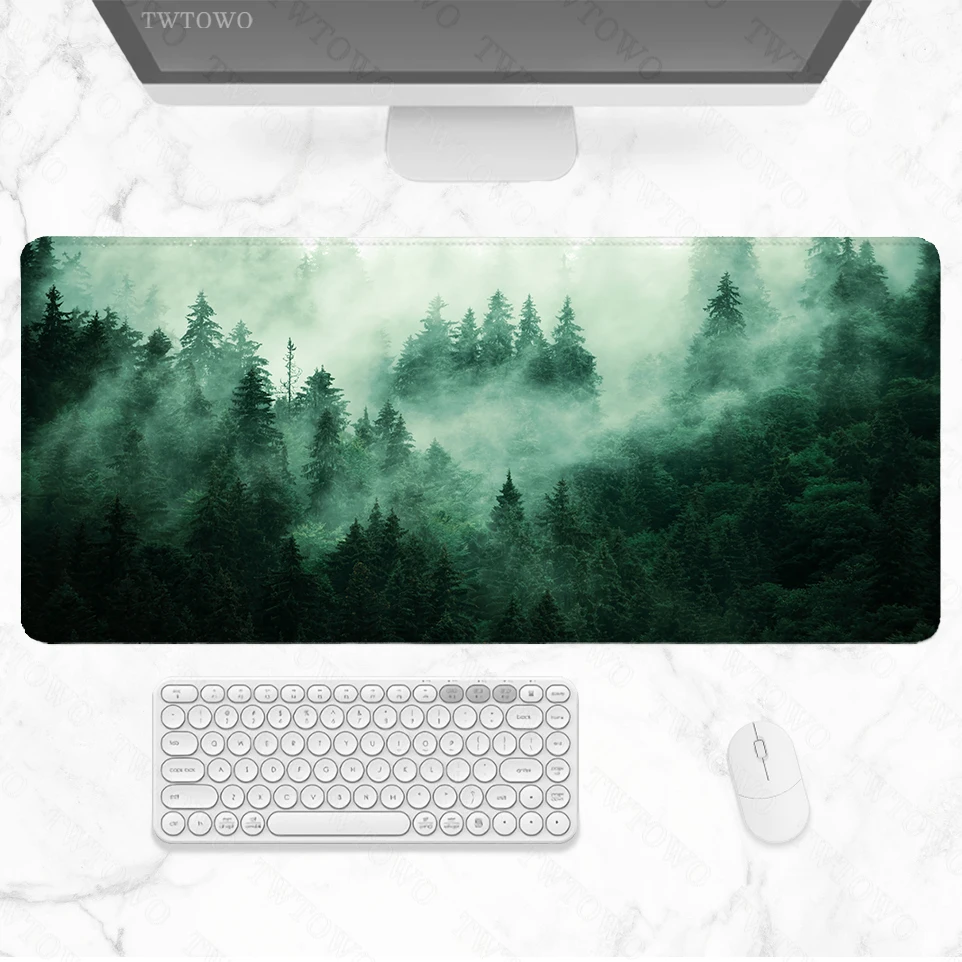 Green Aesthetics Forest Trees Mouse Pad Gaming XL Large Computer Custom Mousepad XXL Carpet Laptop Desktop Mouse Pad Mouse Mat