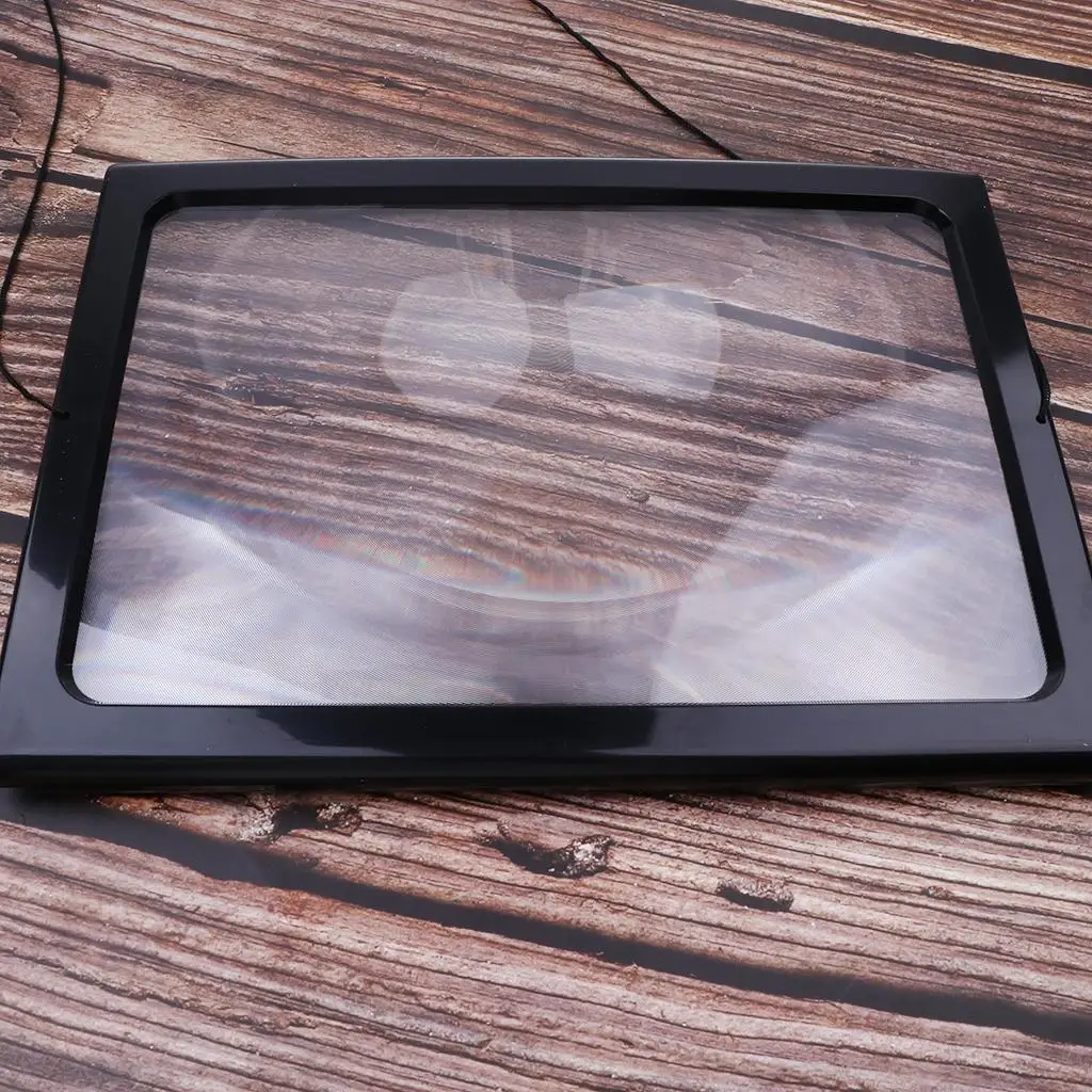 Triple Reading Magnifier Full Page Lens with LED Lights Magnifying Glass for Seniors Desk Newspaper Reading