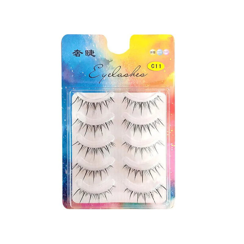 New 5 Pairs Thai Makeup False Eyelashes Natural Transparent Thin Band Eyelashes Japanese Simulation Slender Lashes Extension