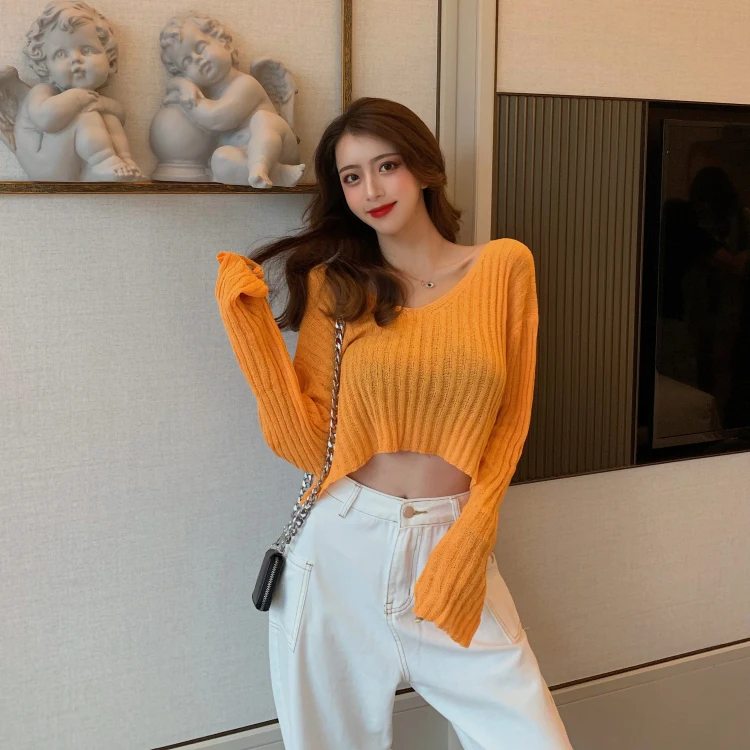 

Early Autumn Lobone Sweater Loose Knitted ort Sve Long Sve Lazy Sle Hong Kong Flavor ort Top Women's Base irt