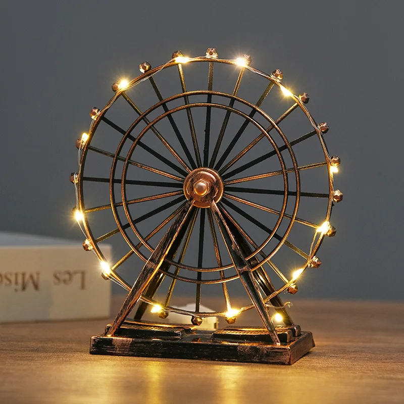 Imagem -04 - Brilhante London Eye Roda Gigante Nordic Retro Metal Criativo Europeu Retro Rotatable Roda Gigante Escritório Barra de Mesa Decoração da Sua Casa