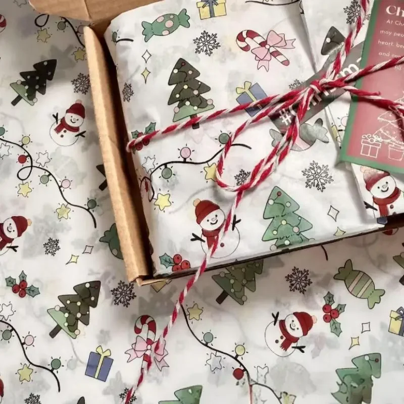 10Pcs 크리스마스 티슈 종이 선물 포장지 생일 선물 포장지 축제 공예 포장지 크리스마스를위한