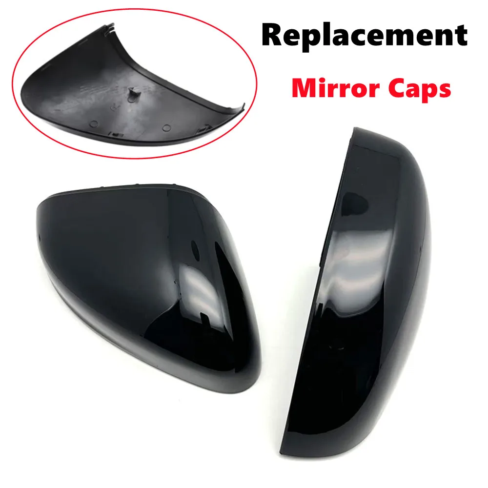 

For Ford Fiesta MK8 2018-2024 Car Replacement Rearview Side Mirror Cover Wing Cap Exterior Door Housing Shell Trim ABS Black