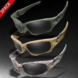 3-PACK Trendy Outdoor Tactics Sports Sunglasses Men and Women Cycling Glasses Driving Camping Travel Colorful Goggles