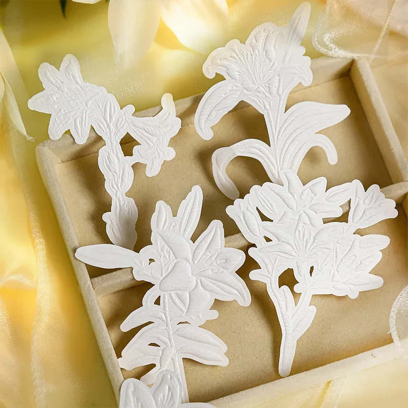 1Pack/2Pack Floating Flower 10 Sheets Set 3D Pressed DIY Art Creation Materials Vintage Scrapbook Embossed Botanical Stickers