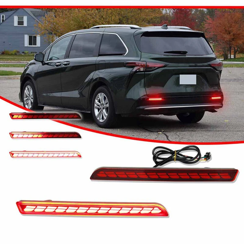 12V Car LED Rear Bumper Reflector Lights For Toyota Sienna 2021 2022 Car Driving Turn Signal Brake Light