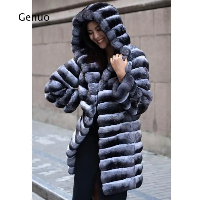 Ladies Faux Mink Fur Long Parka Hooded Winter Warm Thick Outerwear Casual Elegant Coat for Daily Work Travel