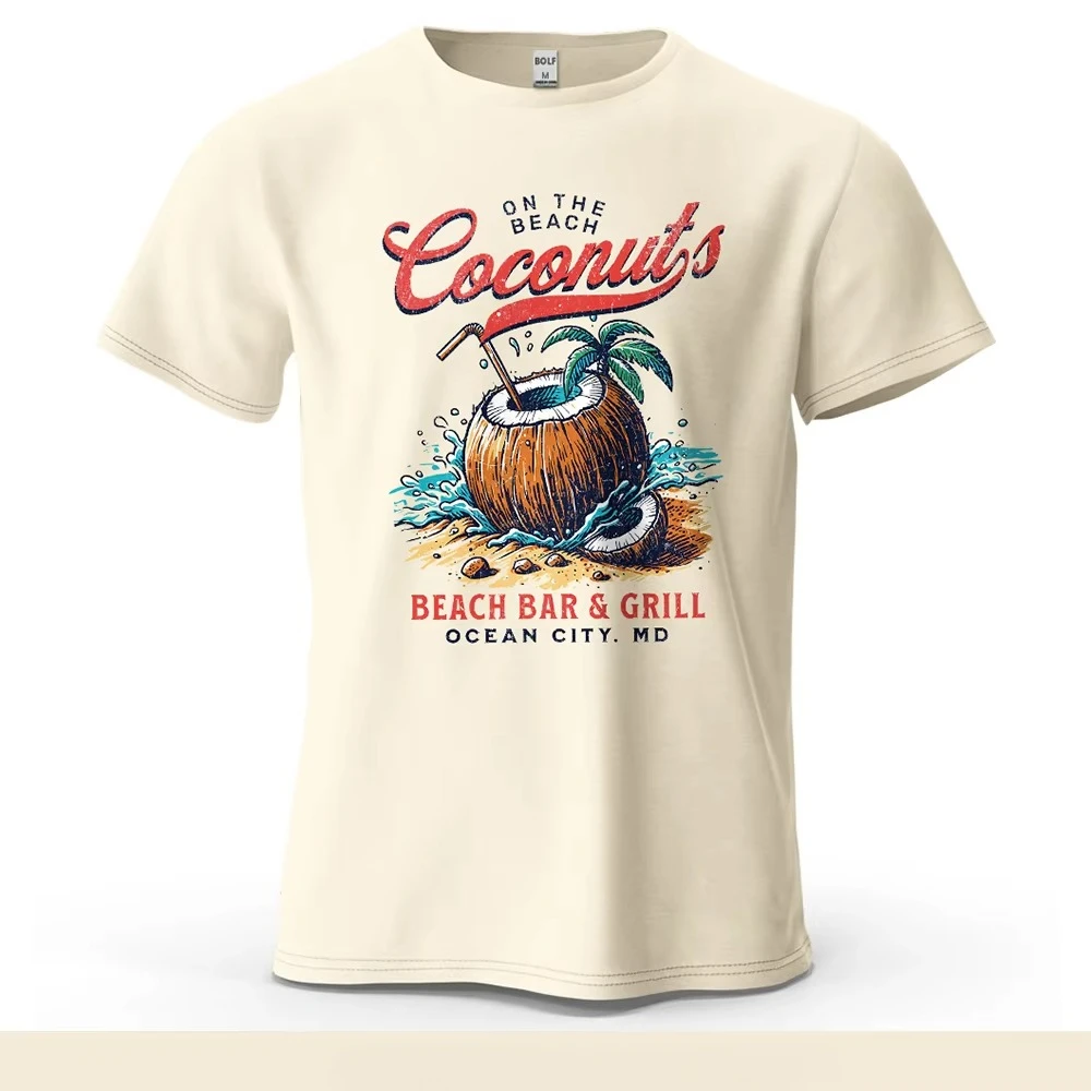 2026NEW Men's Beach Outings Graphic Short Sleeve T-Shirt 100% Cotton Vintage Printed Tops Tee for Women Summer Casual Y2K