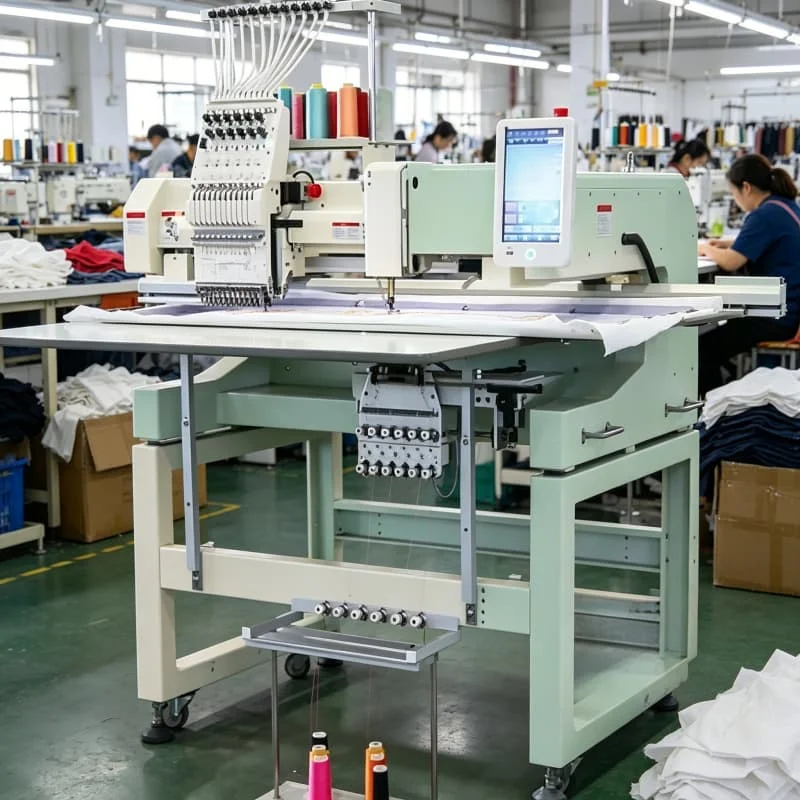 Garment Embroidery Machine 15 Needle 1200 SPM Single Head  Finished T Shirt Sweatshirt Hoodie Customized Cap Embroidery Machine