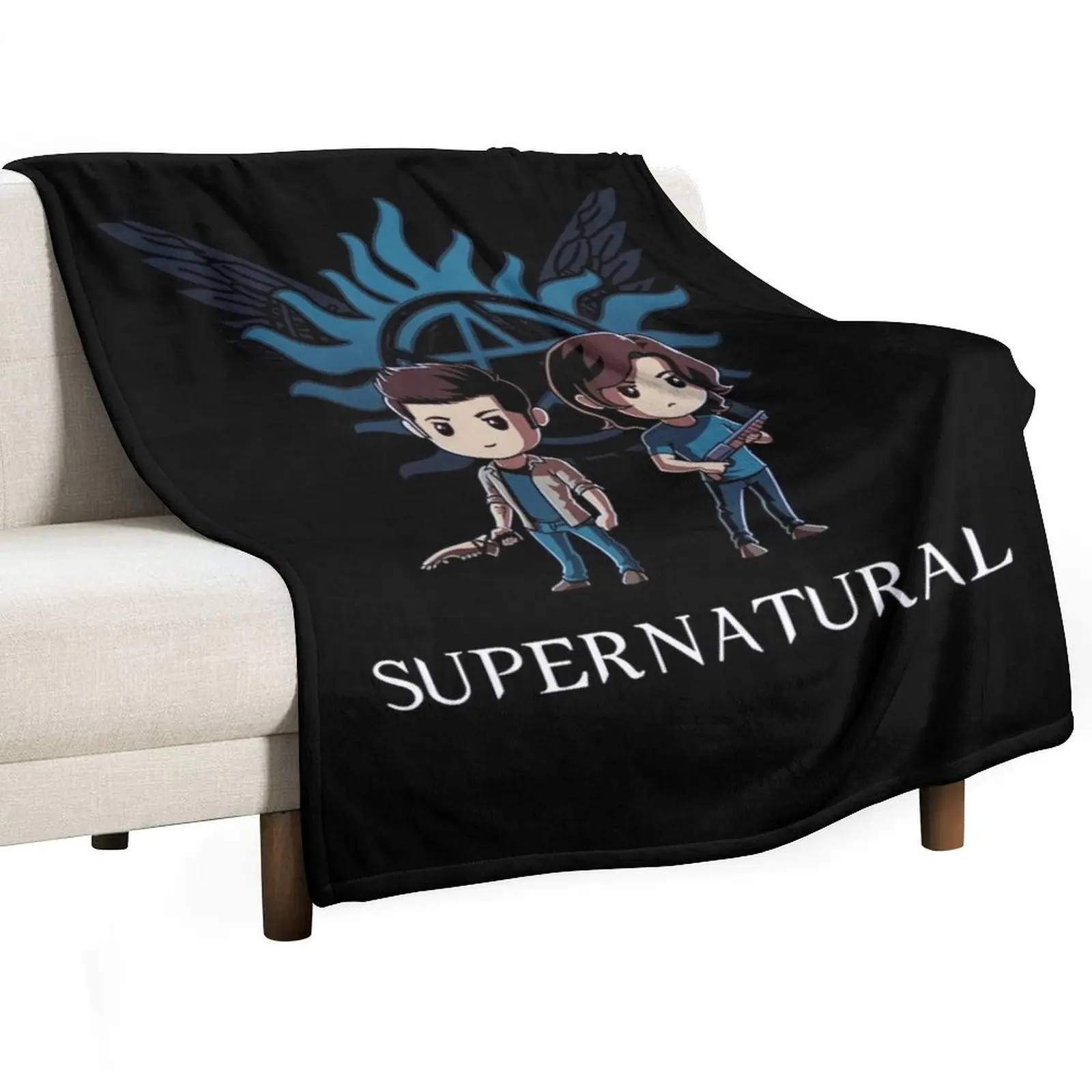 Supernatural Toon of Sam and Dean Throw Blanket Soft Big Flannels Vintage Blankets