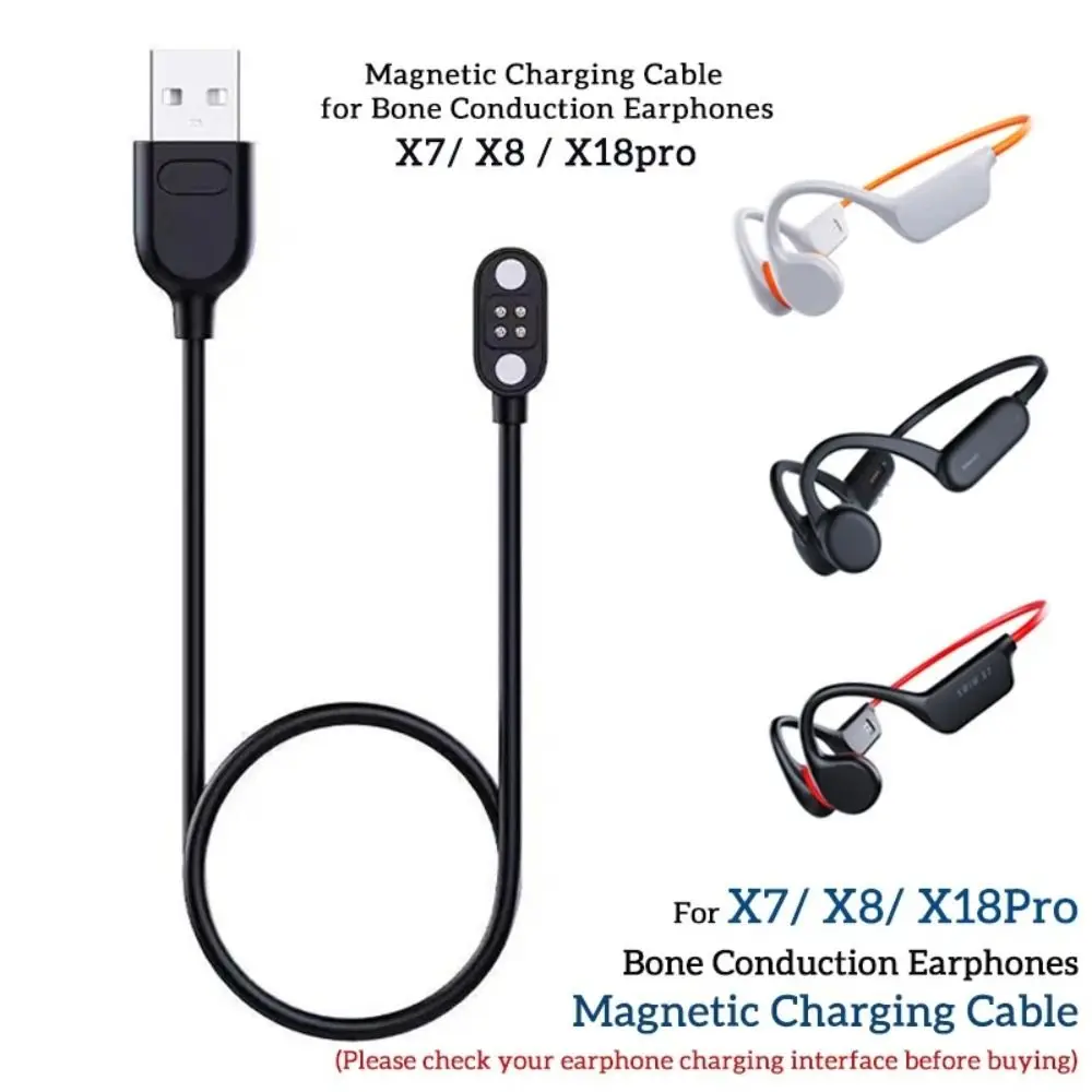 Para fones de ouvido de condução óssea magnética carregador usb 5v 1a cabo de carregamento sem fio à prova dwireless água para yuans x7/x8/x18pro