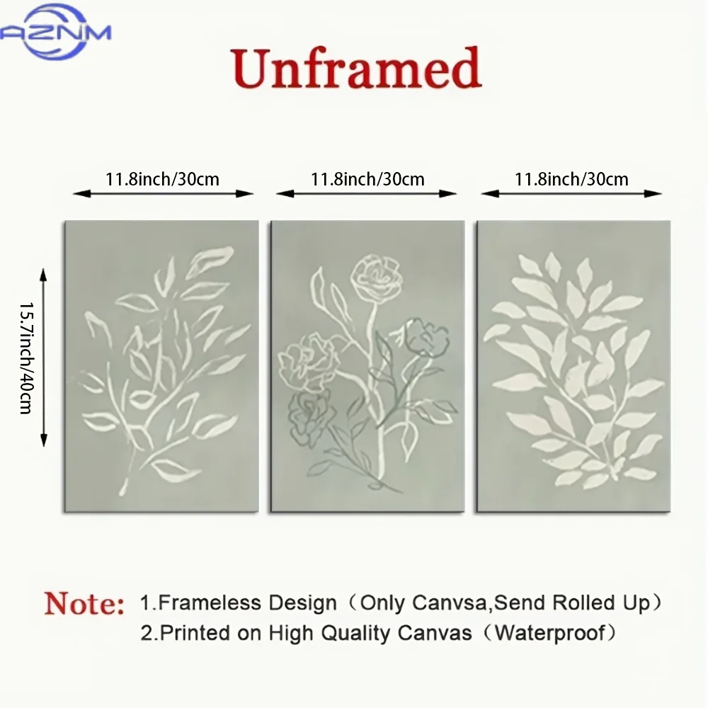 3pcs Set, Home Decorative Painting, Frameless Canvas Art, Suitable for Living Room and Bedroom Wall Decoration, 3 Art Pieces, B