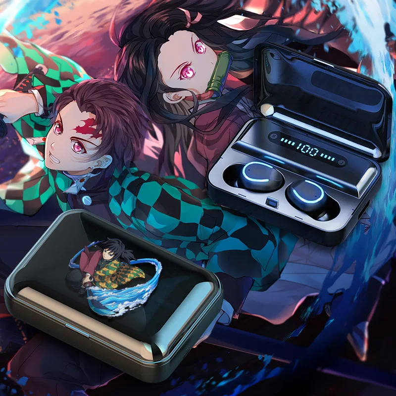 

Demon Slayer Bluetooth Earphones Collar Style Portable Long Range Sports Earphones Hd Cartoon Kamado Nezuko Holiday Gift