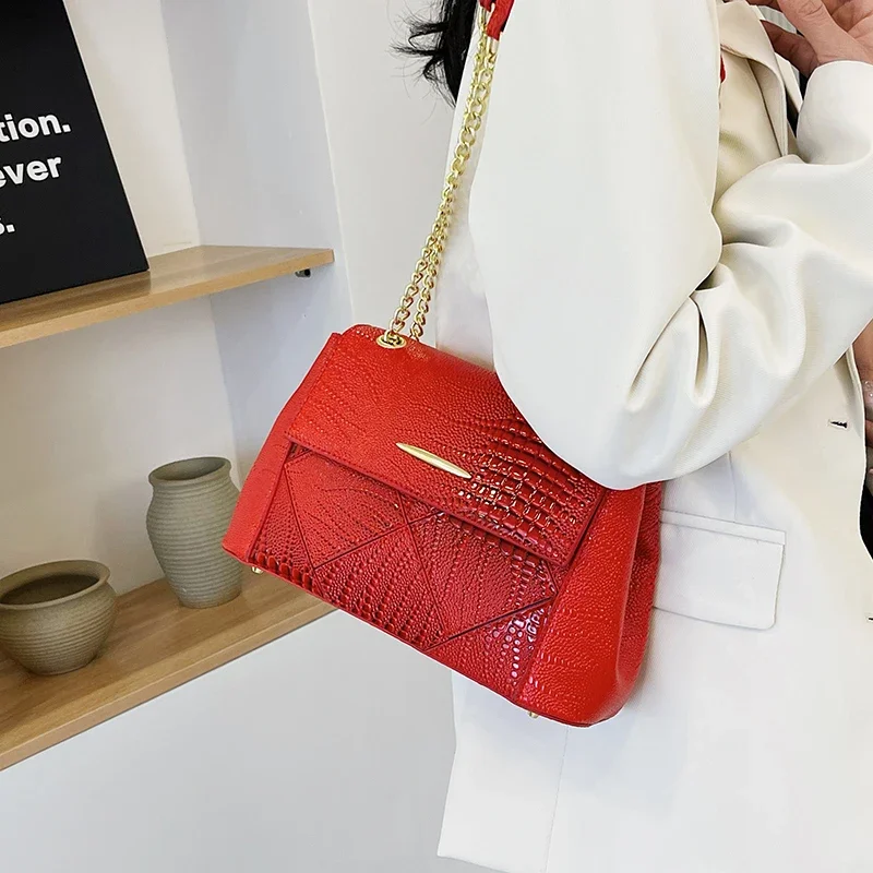 2024 Nieuwe Handtas Dames Grote Capaciteit Krokodillenpatroon Postbode Tas Modieuze Crossbody Crossbody Met Één Schouder