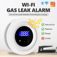 Tuya Smart Home Wifi Gas Leak Meter LCD Digital Natural Gas Leak Detector USB Leakage Sensor Sound Alarm Remote Control Security